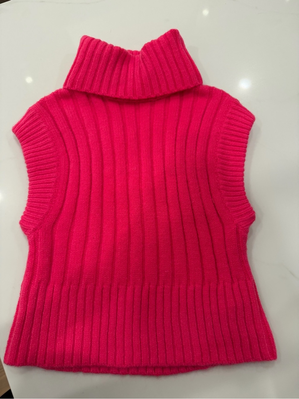 NWT Deluc Hot Pink Ribbed Turtleneck Sweater Vest Small NWT